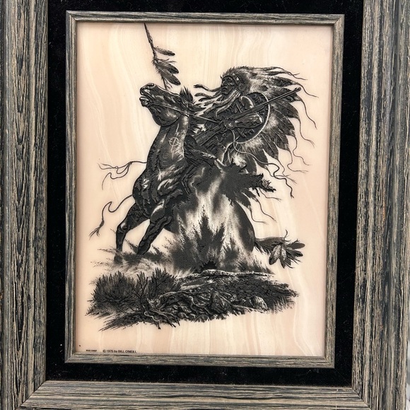Other - Marble carved etched Horse War Chief battle Indian Native American Bill O’Neill
